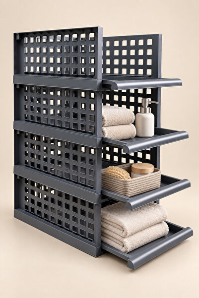 KHAKMA Modular Cabinet Organizer with Sliding Drawers - Smart Shelf Maxi Anthracite Color Set of 4