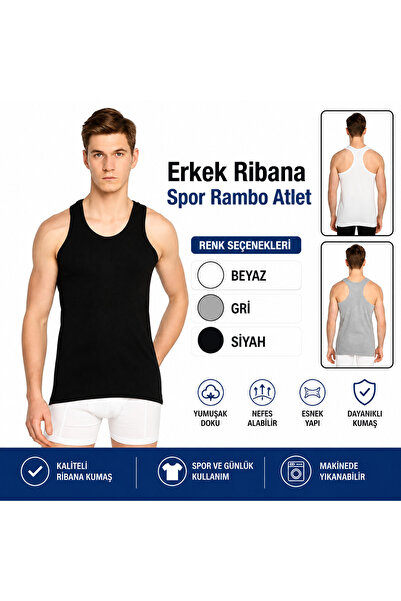 LUMİNA Seher Men's Ribana Sport Rambo Undershirt-White-Xl