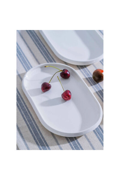 ACAR Jea-07404 Rumi 2 Pieces Porcelain Oval Kayık Presentation Plate 27 cm