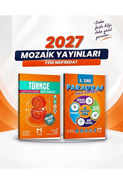 Mozaik Yayınları 8. Sınıf Türkçe-Paragraf Soru Bankası Seti (2 Kitap)