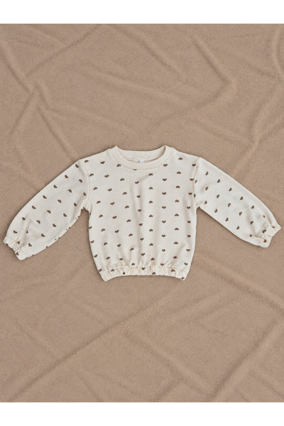 NUVE ATELIER %100 Pamuk Kız Bebek Kalp Desenli Üst Alt Takım