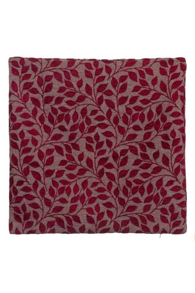 OEM Față de pernă decorativă din chenille, cu frunze Bordeaux, 45 x 45 cm