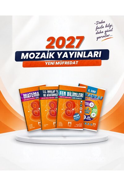 Mozaik Yayınları 8. Sınıf Matematik-İnkılap Tarihi-Fen Bilimleri-Paragraf Set...