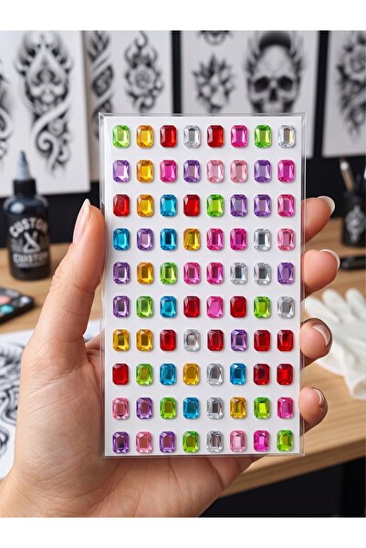 BearPear Çok Amaçlı Renkli Dikdörtgen Şekilli Yapışkanlı Sitcker Taş