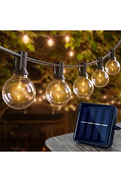 gaman Güneş Enerjili 20 Ampul Zincir Led Aydınlatma İç Dış Mekan 300cm Bahçe, Balkon, Kafe, Ağaç Süsleme Gün Işığı Rengi