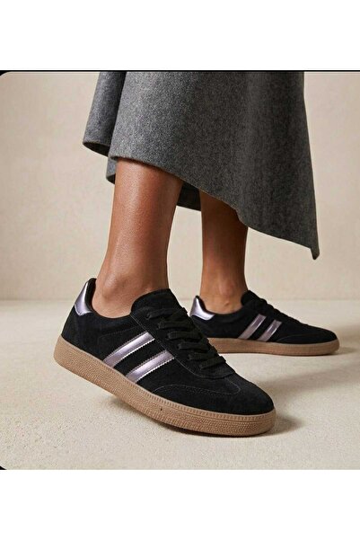 Koray Shoes Γυναικείο Μαύρο Σουέντ Σνίκερ με κορδόνια