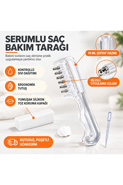 Genel Markalar Serumlu Saç Bakım Tarağı 10 ml Bilyeli Sıvı Uygulama Tarağı