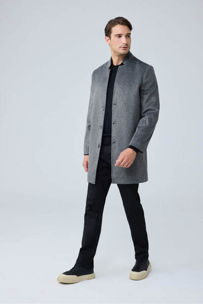 Danger Men's Relaxed-Fit Premium Wool Cashmere Coat Gray 4351Dngr