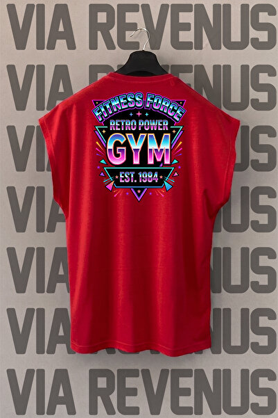 Vordevia Fitness Force Retro 80's Gym Back Printed Wide Fit Fitness & Gym Sle...