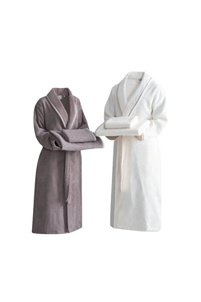 Ecocotton Tria Aile Bornoz Seti Vizon M / Krem L