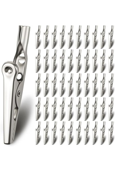 AZONEE 50 PCS 2 Inch (51mm) Nickel Plated Metal Alligator Clips - Reusable Sp...
