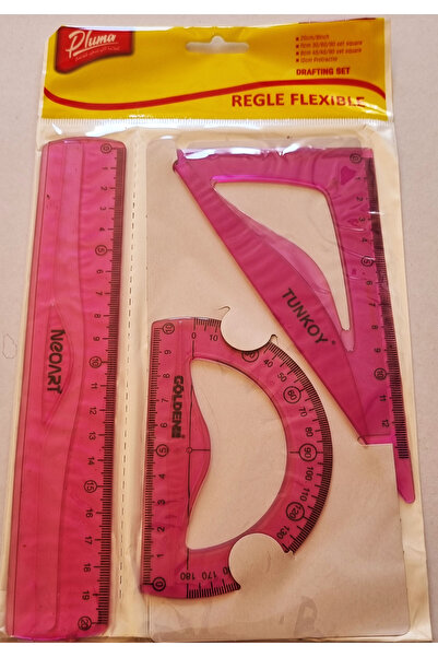 Modellino 3'lü Golden Kit Kırılmaz Esnek Flexible Cetvel Takımı