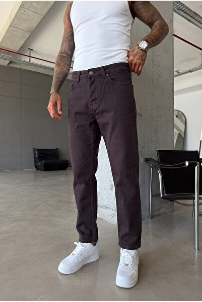 MADZEYMODA بنطلون جينز رجالي من نوع Boyfriend Acı Kahve Denim JEAN KE-1312