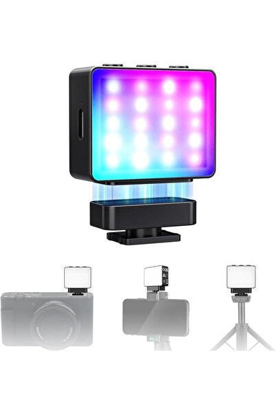 NEEWER ضوء كاميرا مغناطيسي RGB من BASICS، لوحة LED صغيرة بقوة 1.5 واط مع قاعد...