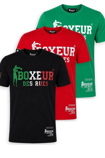 Boxeur Des Rues Tricouri bărbătești, pachet de 3, croială slim-fit: Negru/Tri...