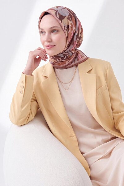 Silk Home Soft Scarf Painterly Floral Chocolate Brown