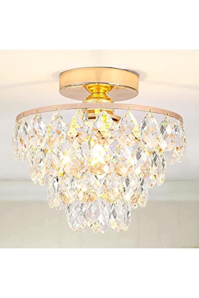 GENERAL Golden crystal pendant light, small mini ceiling light, modern embedd...