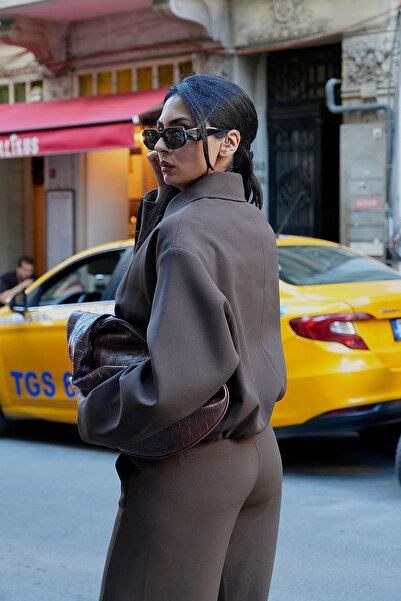Ortaya Çık Vizon Oversize Bomber Ceket Pantolon Takım