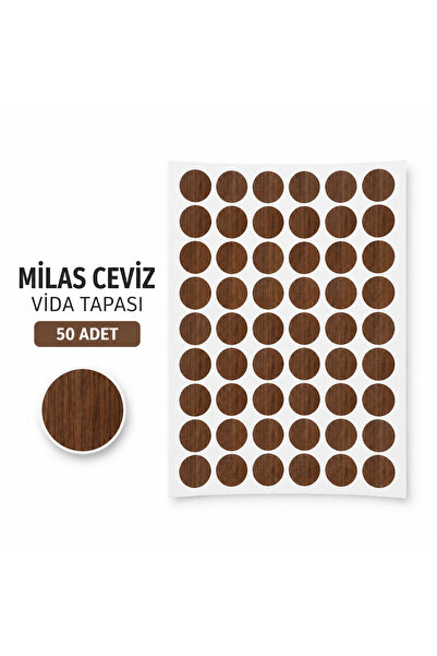KRPY Yapışkanlı Vida Tapası Milas Ceviz Vida Gizleme Tıpası 1 Yaprak 50 Adet