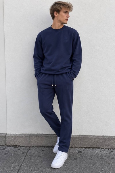 MADZEYMODA Ανδρικό σετ αθλητικών ρούχων Oysh Fabric Navy Blue Basic Sweat & Φ...