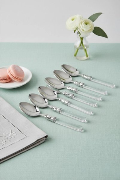 Generic Brand Set of 6 Stainless Steel Transparent Dessert Spoons