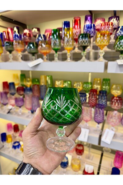 Vakıf home Bohemia Kristal Ayaklı Renkli Kahve Yanı Su Bardağı 1 Adet 250 ml
