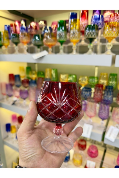 Vakıf home Bohemia Kristal Ayaklı Renkli Kahve Yanı Su Bardağı 1 Adet 250 ml