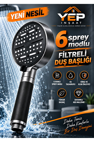 Yep İnşaat 6 Fonksiyonlu Filtreli Duş Başlığı