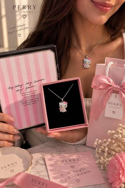 perry accessories قلادة هيلو كيتي من الفولاذ المقاوم للصدأ، قلادة هيلو كيتي ب...
