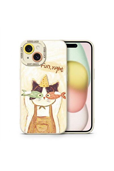 Nezih Case İphone 15 ile Uyumlu Kamera Korumalı Desenli Silikon Kılıf