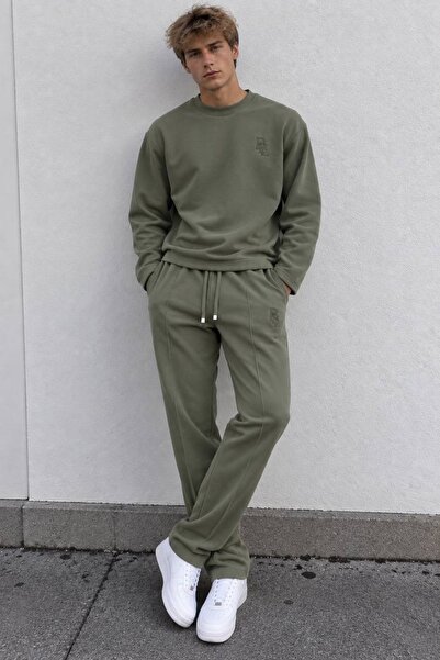 MADZEYMODA Ανδρικό σετ αθλητικών ρούχων Oysh Fabric Khaki Basic Sweat & Παντε...