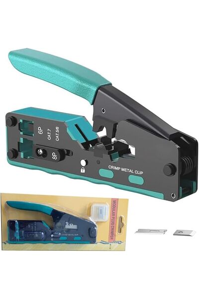 MIKUER أداة تجعيد RJ45، أداة تجعيد لـ RJ45 Cat5 Cat6 Cat7 RJ11، أداة تجعيد كا...