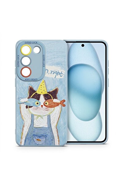 Nezih Case Vivo V30 Lite ile Uyumlu Kamera Korumalı Desenli Silikon Kılıf