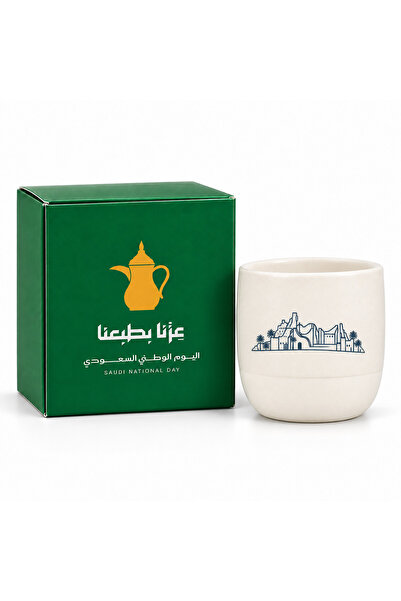wafra store كوب سيراميك لليوم الوطني السعودي سعة 250 مل بتصميم معالم تراثية -...