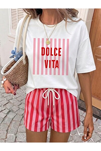 barsdepo Tricou imprimat DOLCE VITA Unisex 100% BUMBAC (CU CADOU SURPRIZĂ)