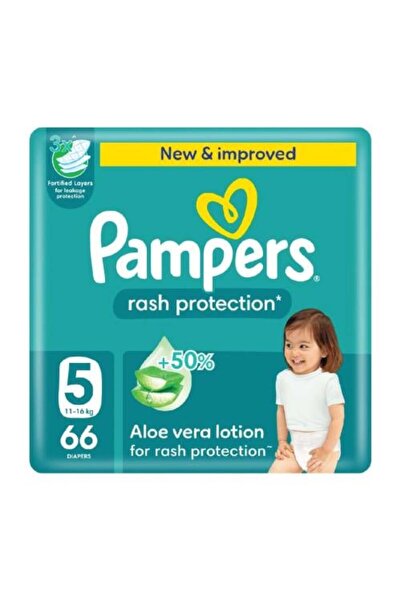 Pampers حفاضات، للحماية من الطفح الجلدي مع أشرطة لاصقة، مقاس 5، 11-16 كجم - 6...