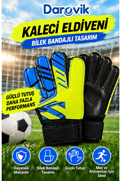 Darovik Kaleci Eldiveni Bilek Bandajlı Eldiven Yetişkin Ve Çocuk Futbol Eldiveni