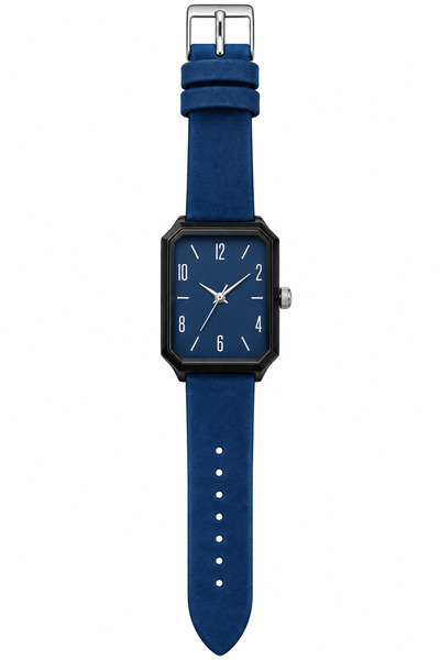 Generic Brand ساعة نسائية جلد كحلي بتصميم مستطيل 💙 LOOSTER TIME