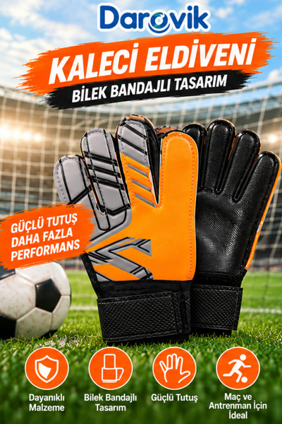 Darovik Kaleci Eldiveni Bilek Bandajlı Eldiven Yetişkin Ve Çocuk Futbol Eldiveni