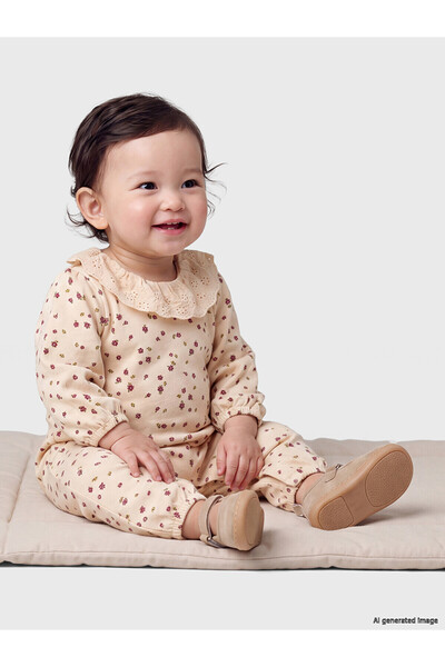 LC Waikiki Two Mt Shop Quality Lcw Baby Beige Floral Baby Girl Jumpsuit
