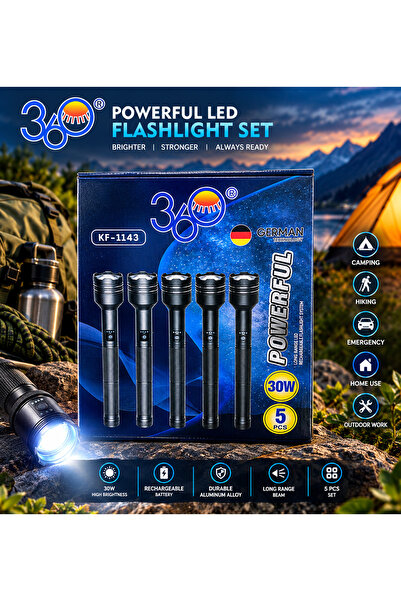 360 Long Range LED Rechargeable Flashlight Powerful