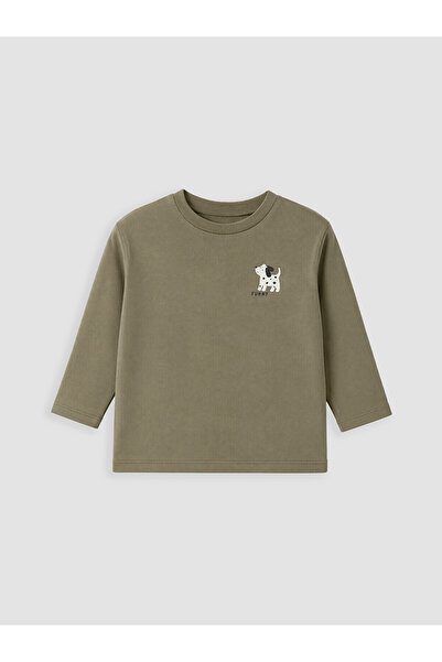 LC Waikiki Beige Crew Neck Printed Baby Boy T-Shirt
