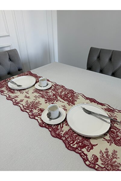 Bordo Fransız Desen Runner