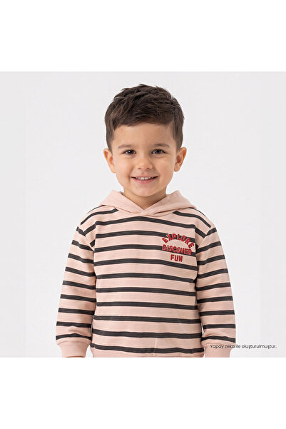 ebebek Hello Baby HelloBaby Erkek Bebek Kapüşonlu Sweatshirt Çizgili Kapüşonl...