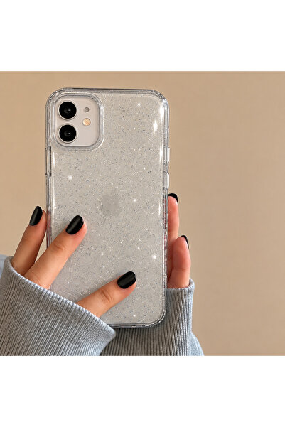 EDELFU iPhone 11 uyumlu - Simli Şeffaf Yumuşak Silikon Kapak, Darbeye Dayanık...