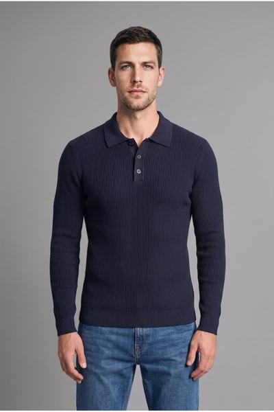 DeFacto Standard Fit Buttoned Polo Collar Knitwear Basic Sweater D1959Ax26Au