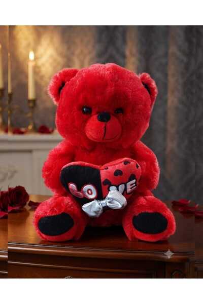 sea gulf Red Color Plush Bear Holding Heart Shaped Pillow with Letter "Love" ...