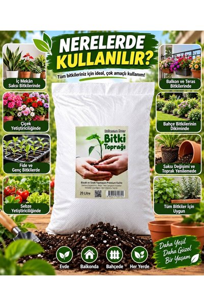 NEXVORİA Bitki Toprağı 20 Litre – Kullanıma Hazır Saksı, Çiçek, Sebze ve Fide...
