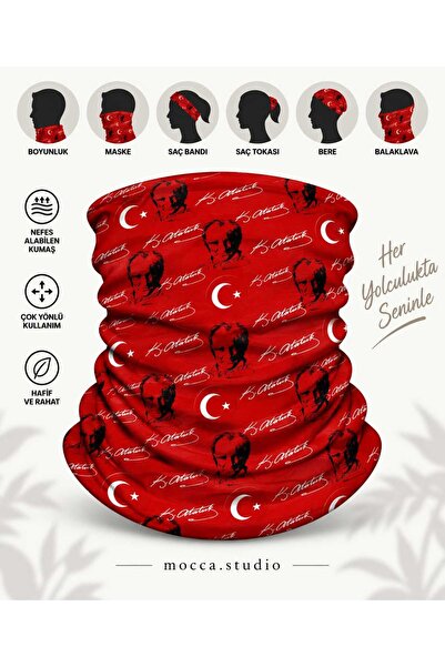 Genel Markalar Atatürk Türk Bayrağı Desenli Buff Boyunluk Bandana Maske – Mot...