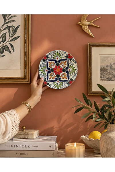 unique florya Etnik Desenli Dekoratif Duvar Tabağı 18 cm – El Yapımı